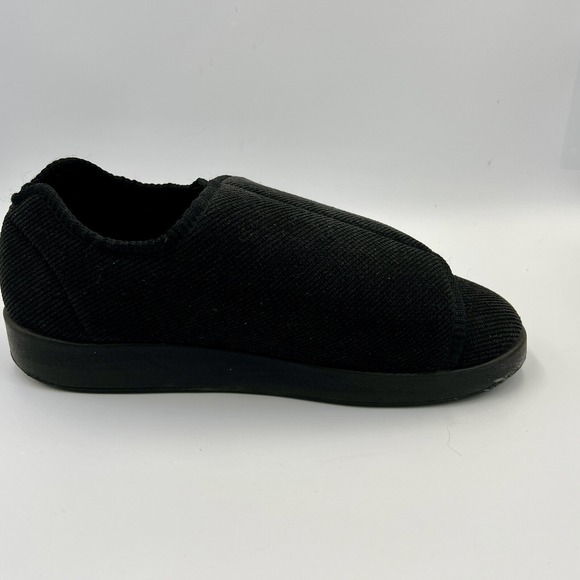Silverts Slippers Shoes Mens 8 Womens 10 Extra Wide Easy Hook Loop SV15100 Black - Picture 12 of 16